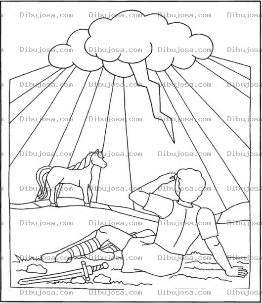 Dibujo para colorear Dibujo De Pablo Ante La Voz De Jesus Para Pintar Y Colorear Dibujos Biblicos