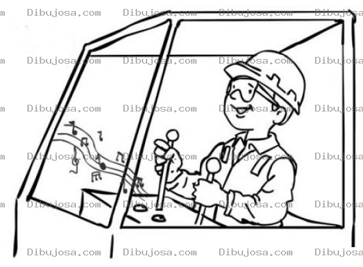 Dibujo para colorear Dibujo De Maquinista Escuchando Musica Para Pintar Y Colorear operador de grua
