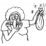 Dibujo para colorear Dibujo De Abuelita Con Una Bolsa Que Tiene Mal Olor Para Pintar Y Colorear
