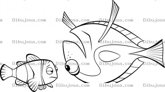 Dibujo para colorear Dibujo De Nemo Con Su Papa De Cabeza Para Pintar Y Colorear