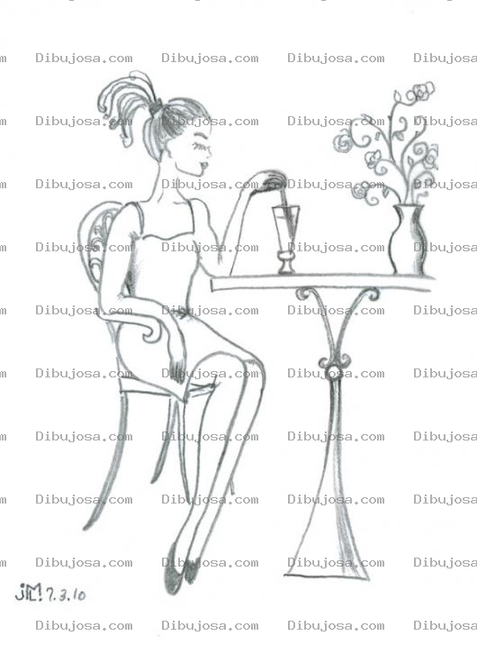 Dibujo para colorear Dibujo De Senorita Tomando Una Pina Colada Para Pintar Y Colorear