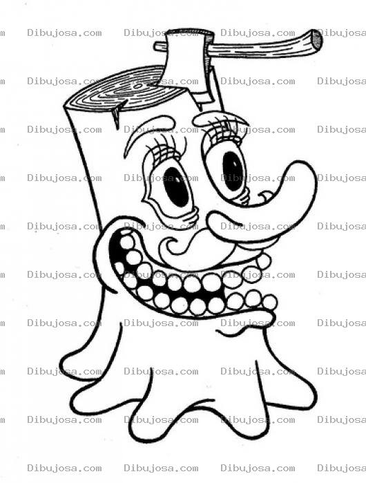 Dibujo para colorear Dibujo De Arbol Talado Con Una Hacha Incrustada En La Cabeza Para Pintar Y Colorear