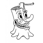 Dibujo para colorear Dibujo De Arbol Talado Con Una Hacha Incrustada En La Cabeza Para Pintar Y Colorear