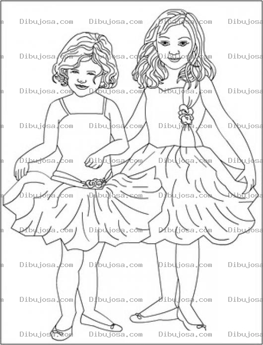 Dibujo para colorear Vestidos Para Ninas Dibujo De Hermanitas Con Vestidos Para Pintar Y Colorear