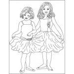 Dibujo para colorear Vestidos Para Ninas Dibujo De Hermanitas Con Vestidos Para Pintar Y Colorear