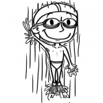 Dibujo para colorear Dibujo De Nino Saltando De Una Catarata Para Pintar Y Colorear Waterfall
