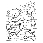 Dibujo para colorear Oso Acuatico Dibujo De Nina Nadando Con Un Osito En Una Piscina Para Pintar Y Colorear