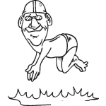 Dibujo para colorear Clavados Dibujo De Viejo Clavadista Tirandose Un Clavado En El Agua Para Pintar Y Colorear Chapuzon En El Mar