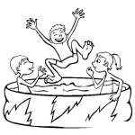 Dibujo para colorear Piscinas Inflables Dibujo De Muchachos Jugando En Una Piscina De Plastico Para Pintar Y Colorearde
