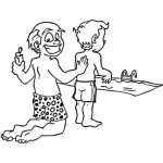 Dibujo para colorear Bronceadores Para Ninos Dibujo De Papa Poniendo Portector Solar A Su Hijo Para Pintar Y Colorear
