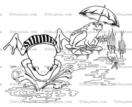 Dibujo para colorear Rana Clavadista Dibujo Del Clavado De La Rana Para Pintar Y Colorear A Un Sapo Saltando Sobre El Agua