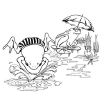 Dibujo para colorear Rana Clavadista Dibujo Del Clavado De La Rana Para Pintar Y Colorear A Un Sapo Saltando Sobre El Agua