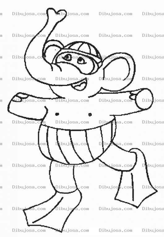 Dibujo para colorear Dibujo De Elefante En Calzoneta Y Pataletas Para Pintar Y Colorear