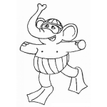 Dibujo para colorear Dibujo De Elefante En Calzoneta Y Pataletas Para Pintar Y Colorear