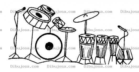 Dibujo para colorear Instrumentos De Banda Musical Para Pintar Y Colorear Microfono Bateria Y Timbales