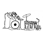 Dibujo para colorear Instrumentos De Banda Musical Para Pintar Y Colorear Microfono Bateria Y Timbales