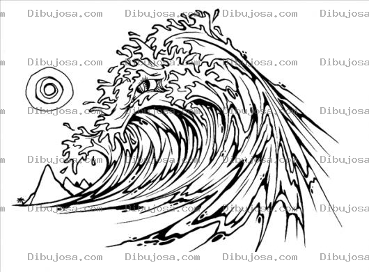 Dibujo para colorear Dibujo De Una Ola Del Mar Con Ojo Par Apintar Y Colorear Ola De Surfista
