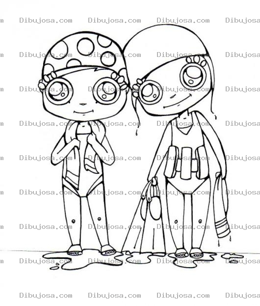Dibujo para colorear Natacion Infantil Dibujo De Ninas Nadadoras Para Pintar Y Colorear