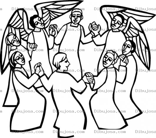 Dibujo para colorear Dibujo De Angeles Cantando Alabanzas Para Pintar Y Colorear