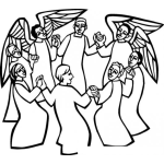 Dibujo para colorear Dibujo De Angeles Cantando Alabanzas Para Pintar Y Colorear