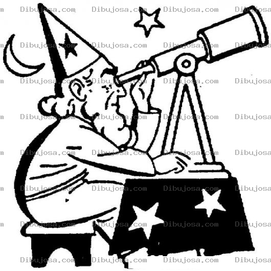 Dibujo para colorear Dibujo De Astrologo Con Telescopio Observando Los Astros Para Pintar Y Colorear