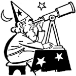 Dibujo para colorear Dibujo De Astrologo Con Telescopio Observando Los Astros Para Pintar Y Colorear
