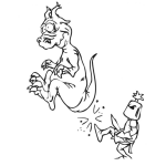 Dibujo para colorear Patada en el Trasero Dibujo De Caballero Pateando A Un Dragon En El Trasero Para Pintar Y Colorear