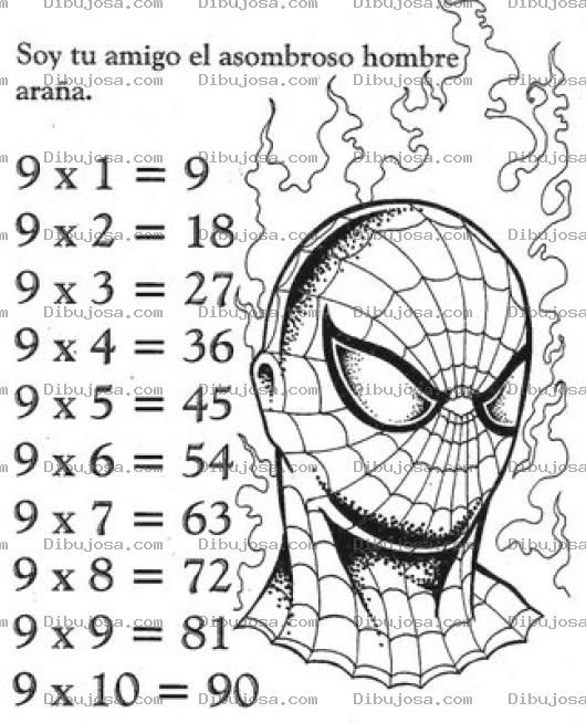 Dibujo para colorear Tablas De Multiplicar Dibujo De La Tabla De Multiplicar Del 9 Para Pintar Y Colorear La Tabla Del Nueve tabladel9 tabladelnueve