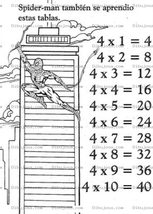 Dibujo para colorear Tablas De Multiplicar Dibujo De La Tabla De Multiplicar Del 4 Para Pintar Y Colorear La Tabla Del Cuatro Tabladel4 Tabladelcuatro