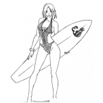 Dibujo para colorear Tablas De Surf Dibujo De Chica Con Tabla De Surf Para Pintar Y Colorear Mujer Surfista Sorfista De Corazon
