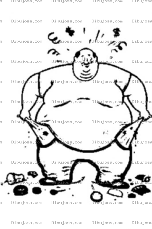 Dibujo para colorear Despilfarrador Dibujo De Gordo Gloton Y Gastador Sin Dinero En Loa Bolsillos Para Colorear