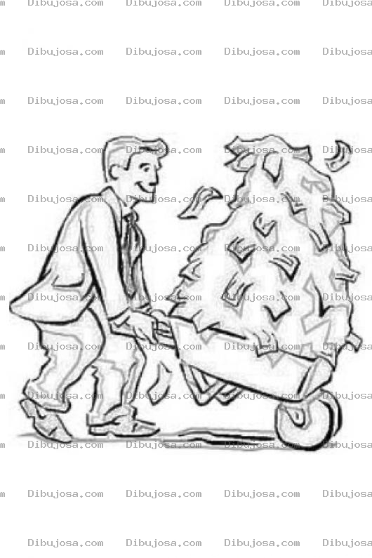 Dibujo para colorear Acaudalado Dibujo De Rico Millonario Con Mucho Dinero En Una Carreta Para Pintar Y Colorear Billonario