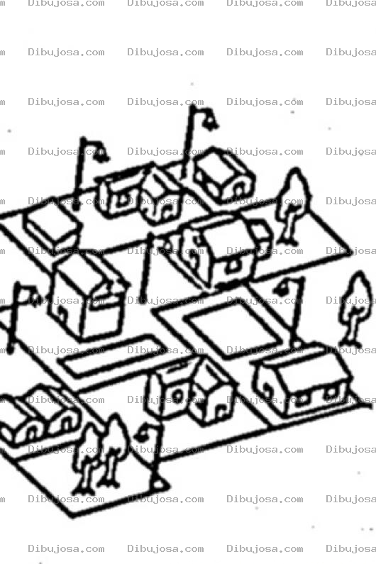 Dibujo para colorear Dibujo De Aldea Caserio Pueblito Barrio Asentamiento Y Casitas Para Pintar Y Colorear Pueblo Pequeno