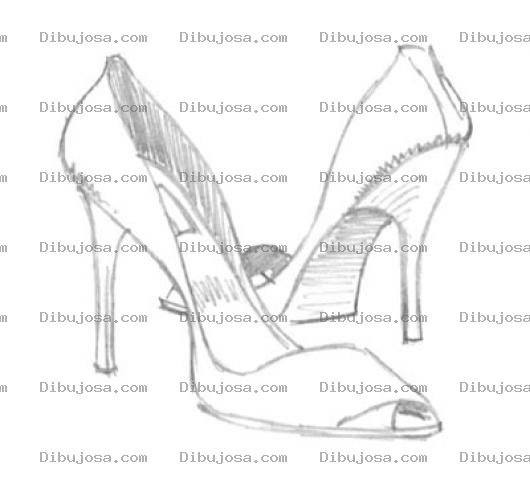 Dibujo para colorear Dibujo A Mano De Zapatos De Mujer Con Tacon Alto Para Pintar Y Colorear