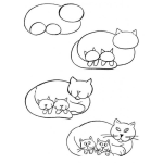 Dibujo para colorear Como Aprender A Dibujar Una Gata Con Gatitos Para Pintar Y Colorear Dibujo De Mama Gata