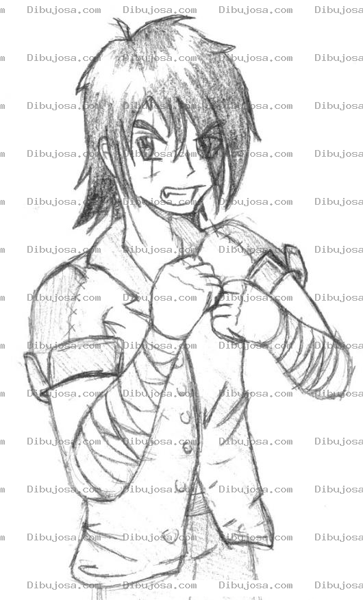 Dibujo para colorear Dibujo Japones De Chico Peleonero Para Pintar Y Colorear Muchacho Pelionero Y Pendenciero