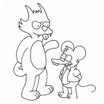 Dibujo para colorear Dibujo De Gato Y Raton De Los Simpson Para Pintar Y Colorear