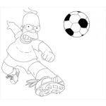 Dibujo para colorear Dibujo De Homero Con Zapatos De Futbolista Pateando Una Pelota De Futbol Para Pintar Y Colorear