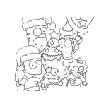 Dibujo para colorear Dibujo De La Familia Simpson En Navidad Con Sombreros De Santaclaus Para Pintar Y Colorear