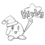 Dibujo para colorear Dibujo De Kirby Con Gorrito De Navidad Para Pintar Y Colorear A Kirbi Con Espada