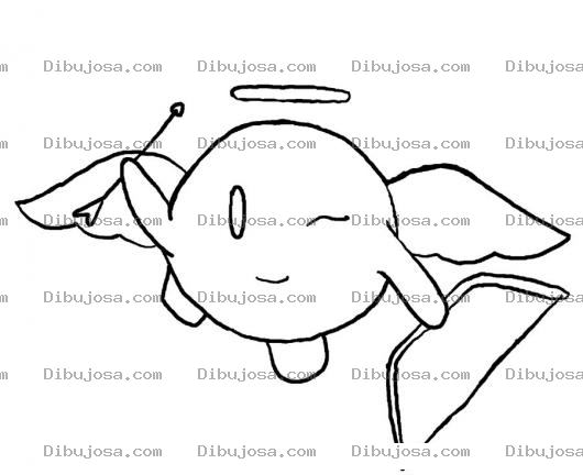 Dibujo para colorear Kirby Cupido Dibujo De Kirby Con Un Arco Y Flecha Con Alas Y Aureola De Angelito Para Pintar Y Colorear