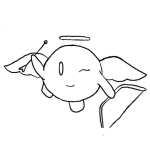 Dibujo para colorear Kirby Cupido Dibujo De Kirby Con Un Arco Y Flecha Con Alas Y Aureola De Angelito Para Pintar Y Colorear