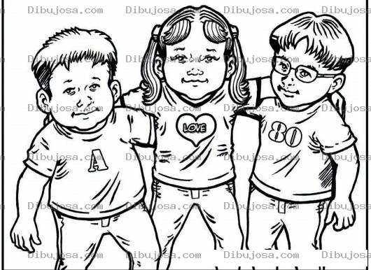 Dibujo para colorear Dibujo De Amigos Ochenteros Para Pintar Y Colorear Chicos De Los 80s