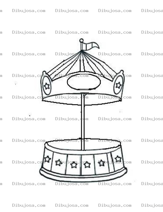 Dibujo para colorear Dibujo De Carrusel Sin Caballos Con La Banderita De Guatemala Para Pintar Y Colorear Caballitos Robados En Feria
