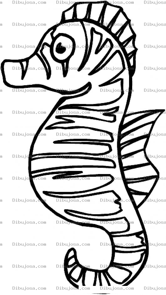 Dibujo para colorear Dibujo De Caballito De Mar Con Rayas De Tigre Para Pintar Y Colorear