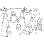 Dibujo para colorear Juegos Para Ninos Dibujo De Pinguinos Jugando En El Parque En Los Juegos De Ninos Para Pintar Y Colorear Columpio Y Resbaladero
