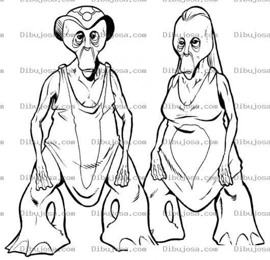 Dibujo para colorear Dibujo De Marcianos Con Patas De Elefantes Para Pintar Y Colorear