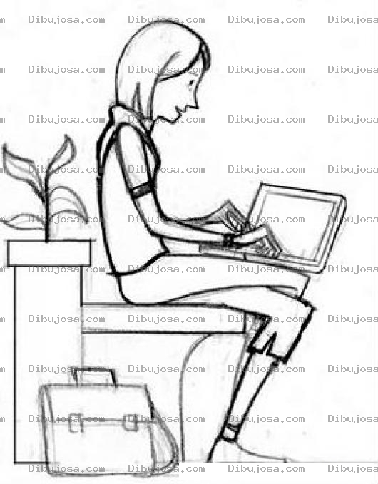 Dibujo para colorear Chica Con Laptop Sentada En El Inodoro Para Pintar Y Colorear