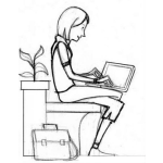 Dibujo para colorear Chica Con Laptop Sentada En El Inodoro Para Pintar Y Colorear