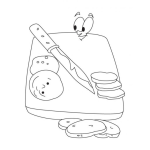 Dibujo para colorear Dibujo De Tabla De Picar Con Cuchillo Para Pintar Y Colorear